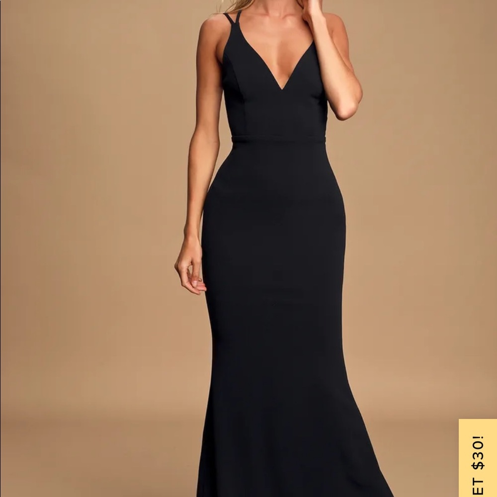NWT All this Allure Black Strappy Backless Mermaid Maxi Dress